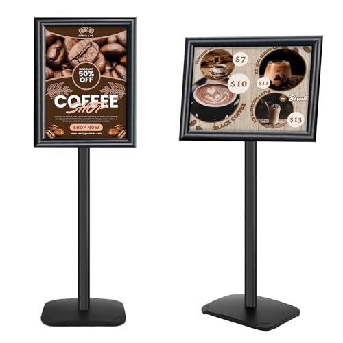 Heavy Duty Pedestal Sign Holder, 11 x 17" Floor Standing Sign Holder - color: Black, size: 11x17in