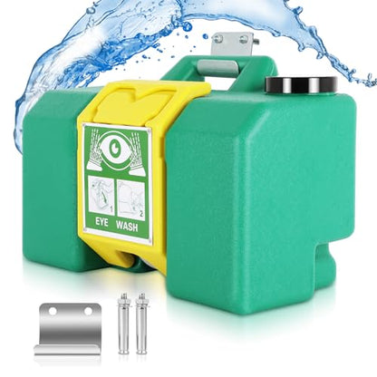 Portable Eyewash Station 8 Gallon with Handle, OSHA Approved Eye Wash Station for Wall, Gravity Fed Emergency Eyewash Station for Construction Site Lab Garage, Self Contained 15 Minute Flush Kit
