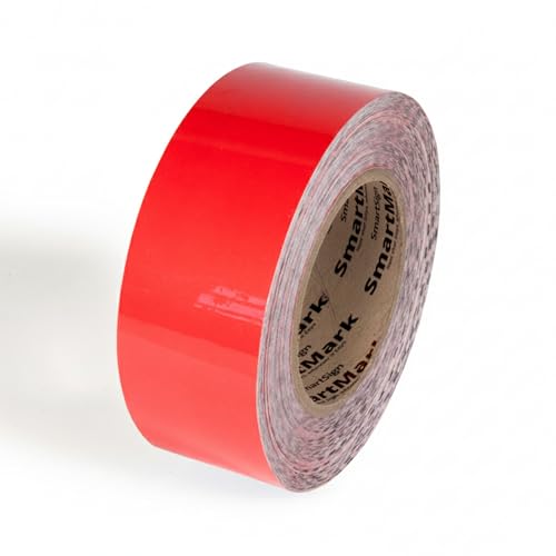 SmartSign Red Floor Marking Tape, 2" Wide x 100' Long Roll, Durable Polyester, Laminated Protection - Non-Abrasive, Adhesive Safety Tape for Warehouses, High Traffic/Forklift Areas, Removable - color: Red, size: 2"
