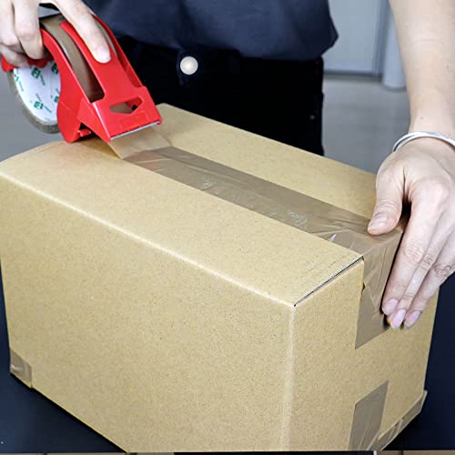 BOMEI PACK Brown Packing Tape with Dispenser, 2.4 Mil 1.88 Inch x 60 Yards, 3 Refills Rolls Packaging Tape for Moving, Shipping and Storage