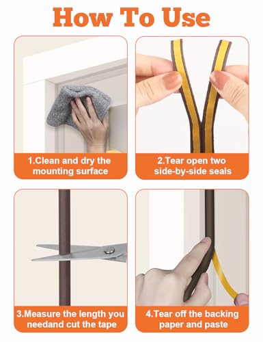CHENYA Weather Stripping Door Seal Strip,32.8 FT D Shaped Weatherstripping - color: Brown, size: S (3/8"W × 1/4“T)