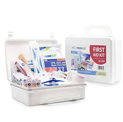 Primacare KC-25PP 25 Person Compact First Aid Kit with 157 Pieces Emergency Medical Supplies, Portable Kits for Home, School and Office, Wall Mount, 10x7x3 inches - size: 25 Person Kit