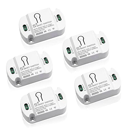 10A KR2201WB Wi-Fi Wireless Smart Basic Switch for Smart Home Smart Life APP Compatible with Alexa & Google Home Assistant No Hub Required Support DIY Module (5-Pcs) - style: 10A 5 Pcs.