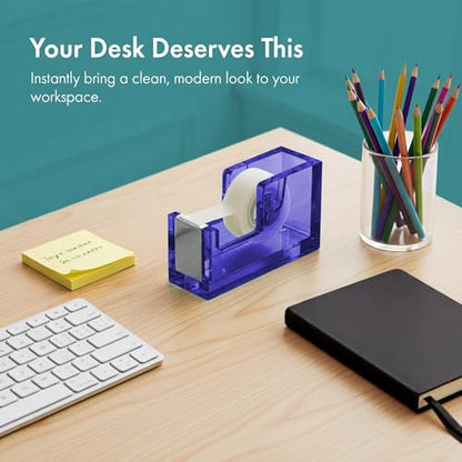 OfficeGoods Acrylic Tape Dispenser, Aesthetic and Compact Design, Blue - color: Blue