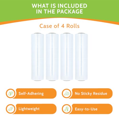 PSBM Cast Hand Plastic Stretch Wrap/Shrink Film 18" x 1500 Ft 65 GA 4 Rolls - size: 18 Inch, style: 65 GA
