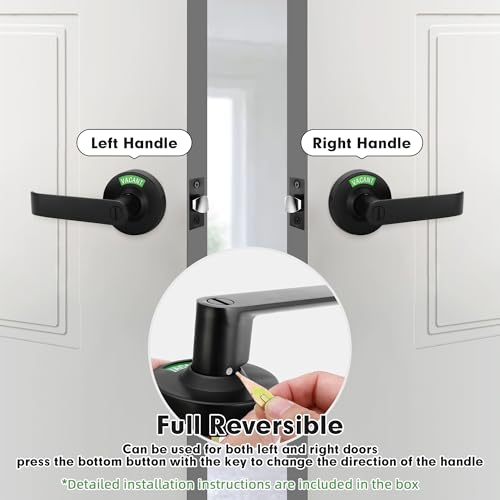 Malimali Vacant Occupied Bathroom Door Handle, Commercial Door Handle Locks - color: Matte Black