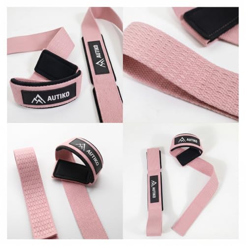 Lifting Straps for Weightlifting Padded Wrist Straps for Gym - color: PINK