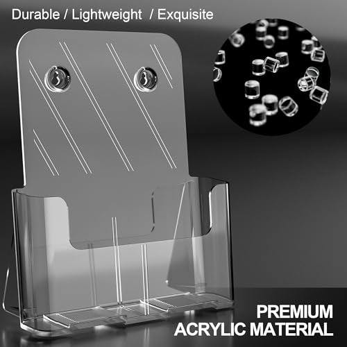 Brochure Holder 8.5x11 Inch Acrylic Literature Holders Clear Plastic Flyer Display Stand Countertop Use or Wall Mount Pamphlet Holder Organizer for Office, Lobby, Hotels, Trade Shows, 2 Pack