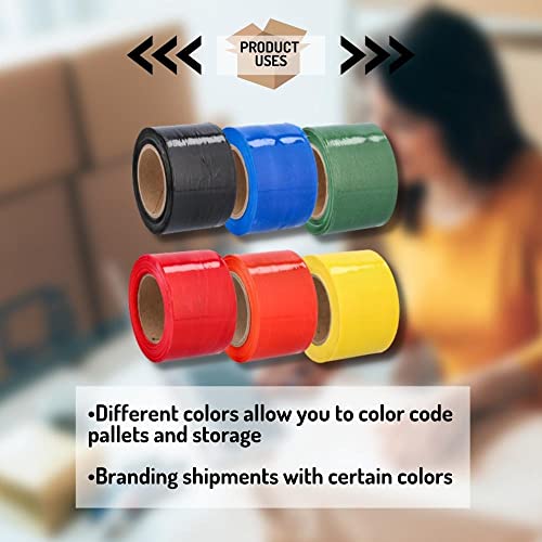PSBM Dark Red Mini Stretch Film/Wrap 3 Inch x 1000 Feet 80 GA 18 Rolls - color: Red, size: 3 Inch