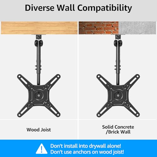 MOUNTUP Flip Down Ceiling TV Mount for Most 13-40" TVs, Full Motion TV Bracket with Height Adjustment, 360° Swivel & Rotate, Fits Flat & Slanted Ceilings, Max VESA 200x200mm Holds up to 22 lbs - size: Height 15.3'', Folding