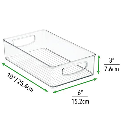 mDesign Small Plastic Baby Nursery and Food Organizer -Storage Holder Bin with Handles for Closet, Cupboard, Cabinet, Drawers, Shelves - Holds Canned Food, Bottles, Formula - Ligne Collection, Clear - size: 10 x 6 x 3 (Pack of 1)