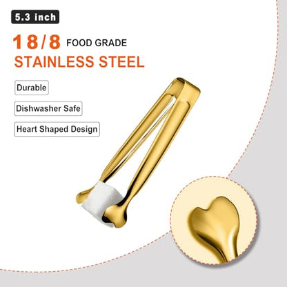 Serving Tongs, Anytrp 12-Packs Stainless Steel Sugar Tongs, 5.3inch Small Tong Kitchen Appetizers Tong for Serving Food, Buffets, Coffee Bar, Tea Party, Desserts Party and Ice Bucket - color: Gold, size: 5.3inch-12pcs