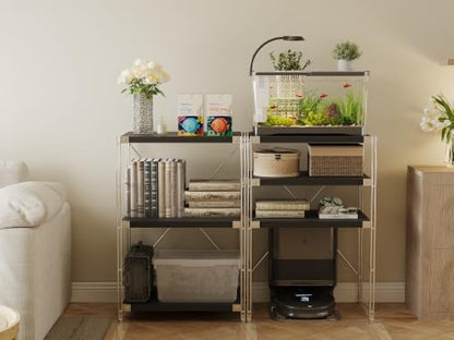 3-Tier Industrial Bookshelf, Wood and Metal Shelf Unit, Storage Bookcase - color: Black, size: 3T24IN