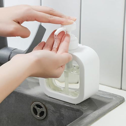 Hand Soap Dispenser for Bathroom, Modern Dish Soap Dispenser for Kitchen Sink, Liquid Soap Container with Pump, Clear Plastic Soap Pump Bottles (2 Packs,17oz, White) - color: White 500ml