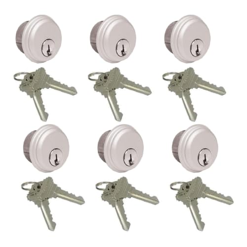 Pacific Doorware Storefront Door Mortise Lock Cylinders, Aluminum, 6 Pack - color: Aluminum Silver, size: 6 Pack, style: Keyed Cylinder