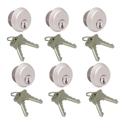 Adams Rite Style Cylinder Lock, Double Cylinder, Aluminum, 6 Pack - color: Aluminum Silver, size: 6 Pack, style: Keyed Cylinder
