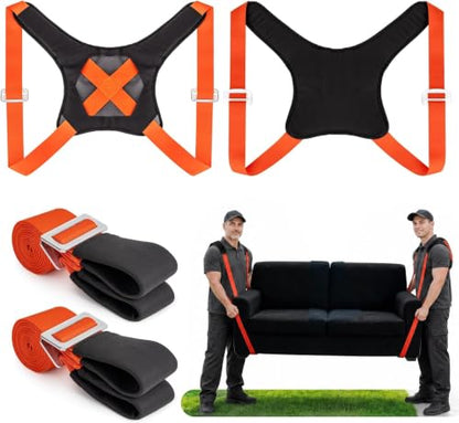 Moving Straps for Lifting, with Back Support for 2 Person - color: RED