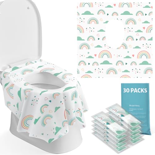 Blissful Diary 30 Pcs Toilet Seat Covers Disposable for Toddlers & Adults, Extra Large Waterproof, Portable Package for Travel, Kids Potty Training - color: Rainbow, size: 30Pack