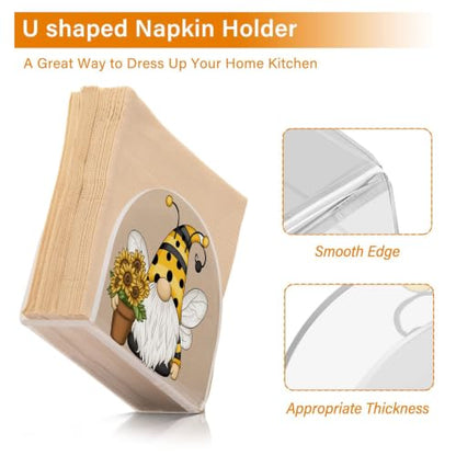 Bee Gnome Napkin Holder Acrylic Tissue Dispenser - color: Bee Gnome with Sunflower