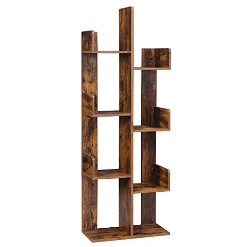 VASAGLE 8-Tier Bookcase, Open Storage, 19.7 x 9.8 x 55.1 Inches - color: Rustic Brown, style: 4-Tier (19.7"W)
