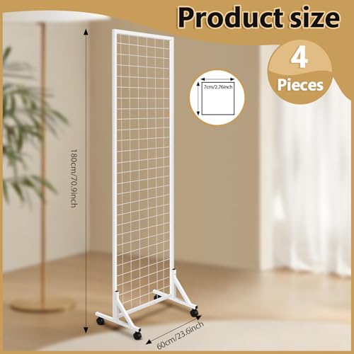 Blulu 4 Pcs 2' x 6' Grid Wall Panels with T-Base, Freestanding Gridwall Rack for Vendor Events, Craft Shows, Retail Booths, Sports Jersey, T-Shirt and Merchandise Display (White) - color: White