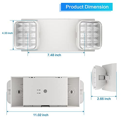 SPECTSUN 8 Pack LED Exit Emergency Light Combo with Battery Backup-US Standard Commercial Corded Emergency Exit Sign Lights for Home Power Failure,UL 924 Certified,Exit Signs Emergency Light Combo - size: 8 Pack