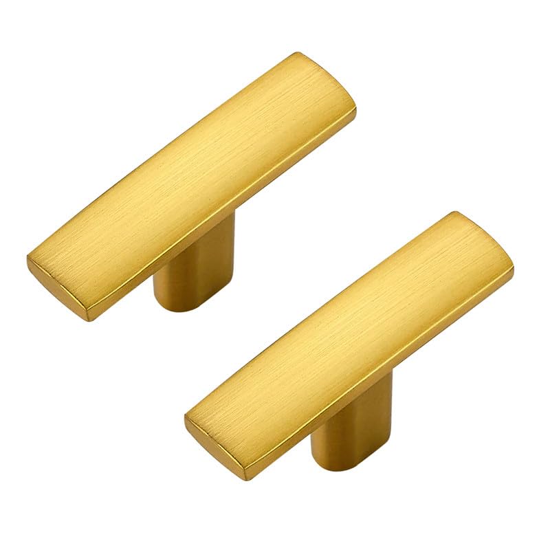 3 Pack Brushed Brass Cabinet Knobs, 2in Length Curved Bar Drawer Pulls - color: Brushed Brass, size: 3 Pack, style: Curved