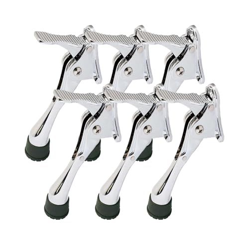 HA SHI 6 Stoppers Kickdown Door Stop for Bottom of Door, 4 in, Chrome - color: Chrome, size: 4 INCH X 6 PACK
