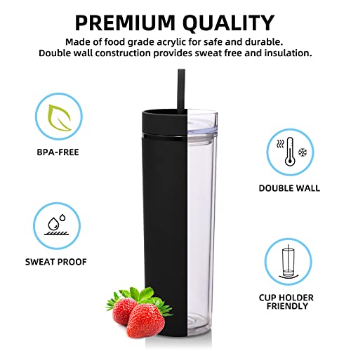 Volhoply 20oz Tumbler with Lid and Straw 8 Pack,Double Wall Plastic Skinny Tumblers Bulk,Reusable Travel Cute Coffee Mug,BPA Free Matte Acrylic Water Cups With Straw for Party,DIY Gifts(Mix, 8 Set) - color: Mixed