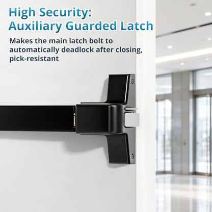 IRONWALLS 41" Push Bar Panic Exit Device, Exterior Lever, Stainless Steel - color: Black