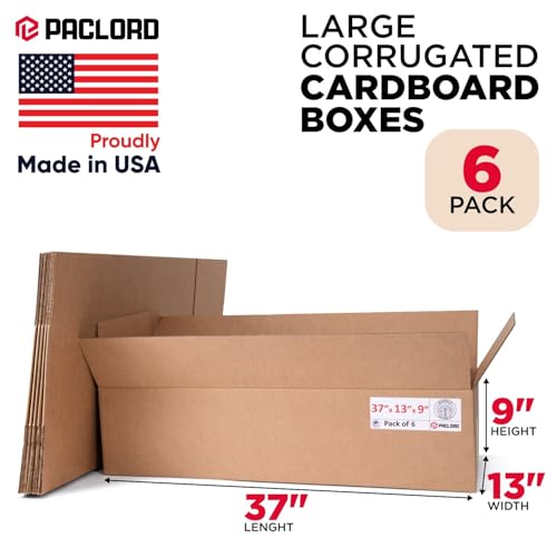 Extra Large Moving Boxes 37"L x 13"W x 9"H (Pack of 6) - USA-Made Cardboard Packing Boxes for Moving, Shipping, or Storage - USPS, UPS, FedEx Approved - Professional Packing Supplies - color: Pack of 6, size: Extra Large 37x13x9"
