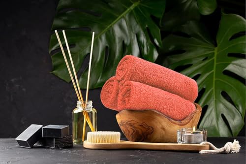 Salon Towels – Pack of 24 (16"x27") 100% Cotton Ring Spun (Not Bleach Proof) Ultra Soft, Highly Absorbent Hand Towels – Bulk for Spa, Gym & Salon (Coral) - color: Coral