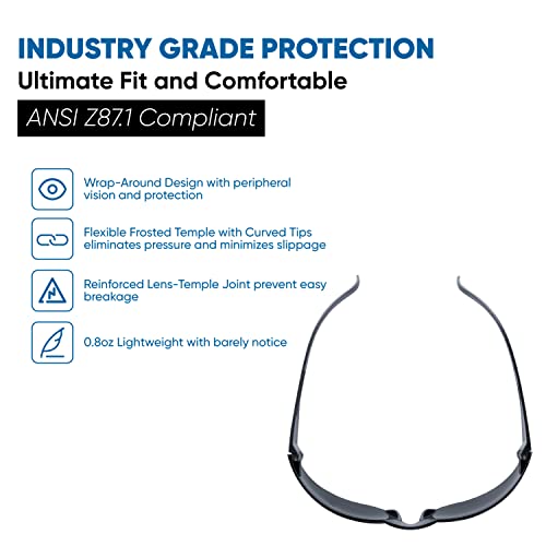 amoolo Tinted Safety Glasses, ANSI Z87.1 Impact Resistant, 48 Pack, Adult - color: Smoke, size: Adult's Size - 48 Pack