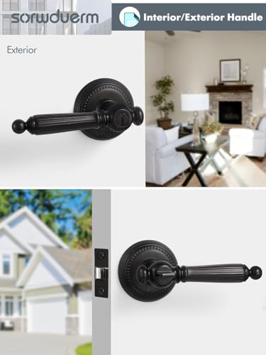 1 Pack Oil Rubbed Bronze Door Lever with Lock and Key Entry Door Handle Door Lever Bedroom and Bathroom Zinc Alloy - color: Oil Rubbed Bronze
