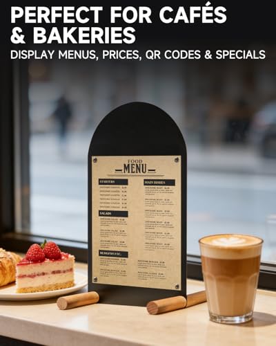Tabletop Menu Display Stand with Writable Board and Magnetic Holders - size: A5 Vertical (12.2 × 6.7 in)