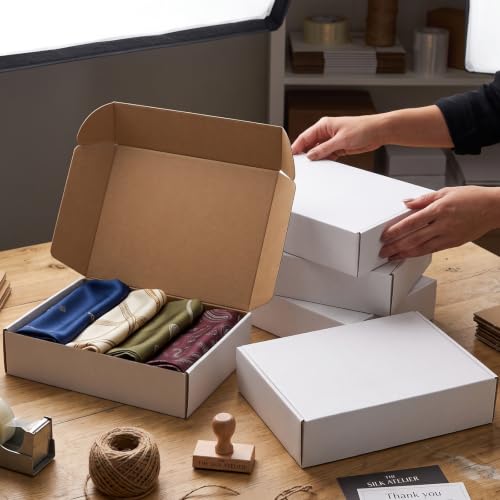 Wowxyz 12x9x3 Inches Shipping Boxes 30 Pack Corrugated Cardboard White Box - size: 12x9x3"