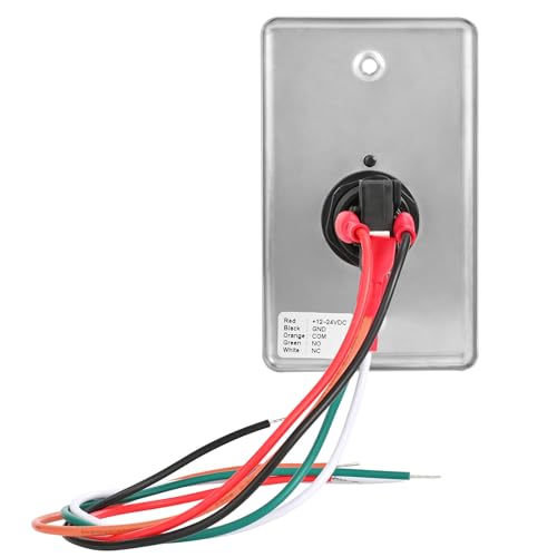 Push to Exit Button Big Square Press Button Green LED Indicator Stainless Steel Panel DC 12V 24V NC/NO/COM Output for Door Access Control System