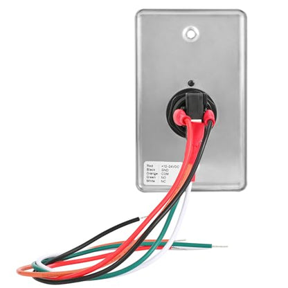 Push to Exit Button Big Square Press Button Green LED Indicator Stainless Steel Panel DC 12V 24V NC/NO/COM Output for Door Access Control System