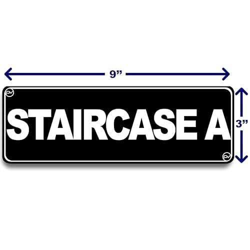 Floor Sign for Door, Acrylic Plastic, Black and White, Rounded Corners, Durable, Long Lasting with Double Sided Tape in the Back - 3" x 9" (Staircase A) - style: Staircase A