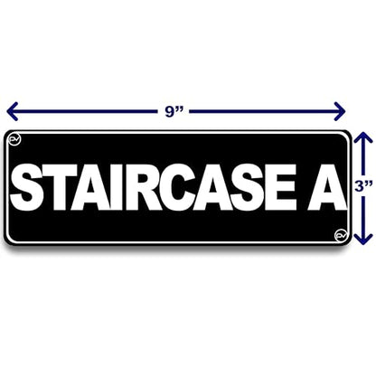 Floor Sign for Door, Acrylic Plastic, Black and White, Rounded Corners, Durable, Long Lasting with Double Sided Tape in the Back - 3" x 9" (Staircase A) - style: Staircase A