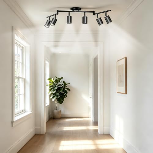 LED 6 Light Track Lighting Kit, 48" Black 6 Way Ceiling Spotlights Fixture, 3 CCT Adjustable, with Flexibly Rotatable Light Heads for Kitchen, Living Room, Bedroom, Includes 6 x GU10 Bulb - color: Black, size: 6