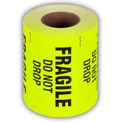 Kenco 3" X 5" Fragile Do not Drop Fluorescent Shipping Label Stickers - 500 Permanent Adhesive Labels Per Roll (10 Pack) - size: 10 PACK