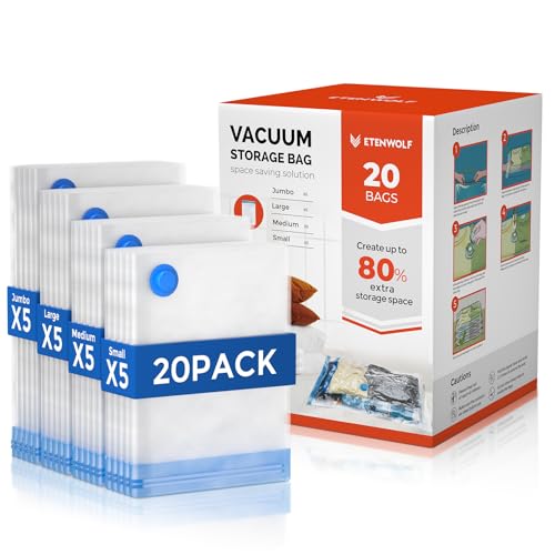 ETENWOLF 20 Combo Vacuum Storage Bags for Travel - size: 20 Combo Size