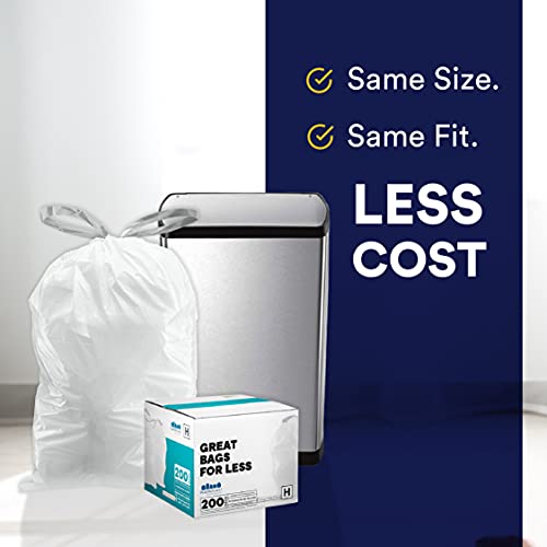 Plasticplace Custom Fit Trash Bags, Compatible with simplehuman Code K (50 Count) White Drawstring Garbage Liners 10 Gallon / 38 Liters 24" x 28" - color: White, size: 50 Count (Pack of 1)