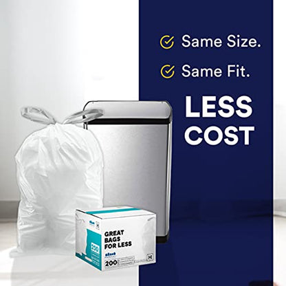 Plasticplace Custom Fit Trash Bags, Compatible with simplehuman Code K (50 Count) White Drawstring Garbage Liners 10 Gallon / 38 Liters 24" x 28" - color: White, size: 50 Count (Pack of 1)