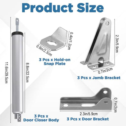 3 Pack Screen Door Closer Kit,Heavy Duty Pneumatic Screen Storm Door Closer