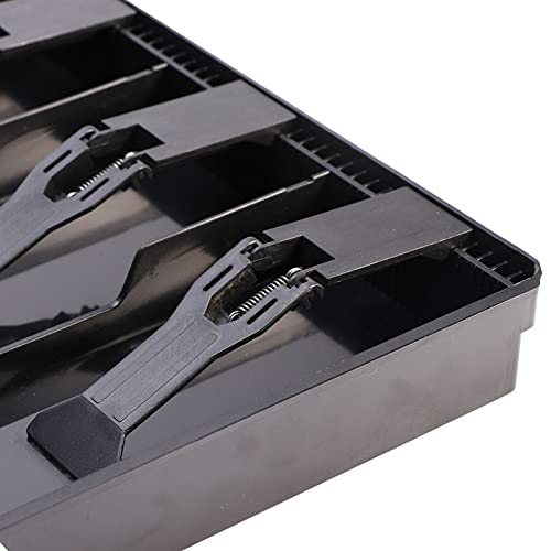 Cash Money Tray Replacement 5 Bill/ 4 Coin Drawer Register Insert Tray Storage Case with Plastic Clips (Color:Black)
