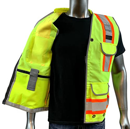 VERO1992 Class 2 Heavy Woven Two Tone Engineer Hi Viz - color: Yellow, size: XX-Large-3X-Large