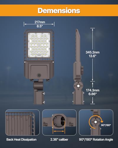 LED Parking Lot Lights 150W 22,500LM, 5000K 150LM/W Slip Fit Mount - color: Slip Fit 150W 3P