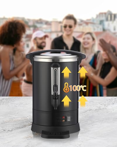 Garvee Commercial Coffee Urn,100 Cup-14 L,Hot Water Dispenser with Percolator, Stainless Steer Hot Beverage Thermos, Easy Two Way Dispenser,Black - color: Black, size: 100 Cups (14 L)